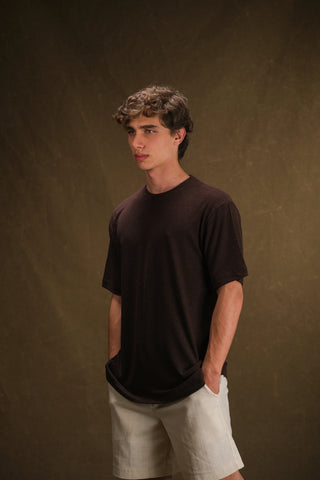 Bisiklet Yaka Triko Erkek T-Shirt | Regular Fit - Kahve