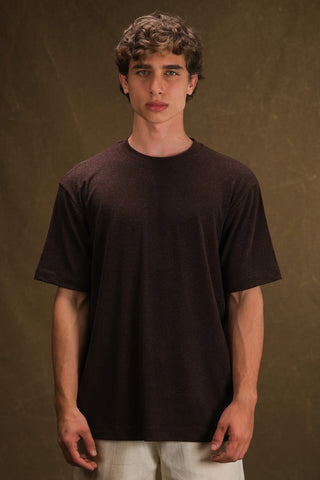 Bisiklet Yaka Triko Erkek T-Shirt | Regular Fit - Kahve