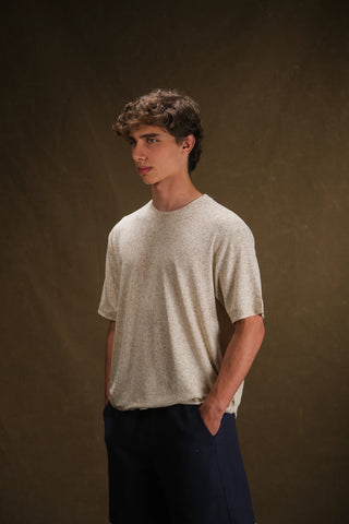 Bisiklet Yaka Triko Erkek T-Shirt | Regular Fit - Kemik