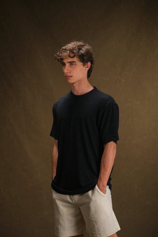 Bisiklet Yaka Triko Erkek T-Shirt | Regular Fit - Lacivert