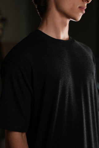 Bisiklet Yaka Triko Erkek T-Shirt | Regular Fit - Siyah