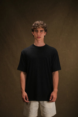 Bisiklet Yaka Triko Erkek T-Shirt | Regular Fit - Siyah