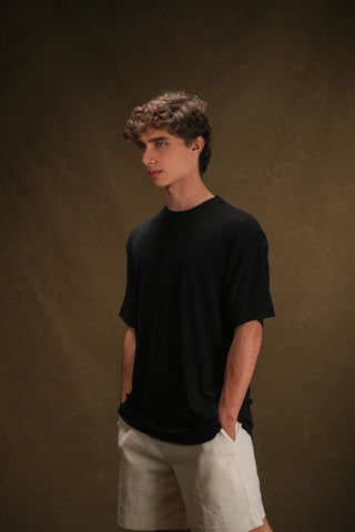 Bisiklet Yaka Triko Erkek T-Shirt | Regular Fit - Siyah
