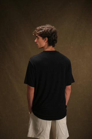 Bisiklet Yaka Triko Erkek T-Shirt | Regular Fit - Siyah