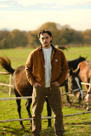 Kadife Yaka Fermuarlı %100 Pamuk Kot Ceket