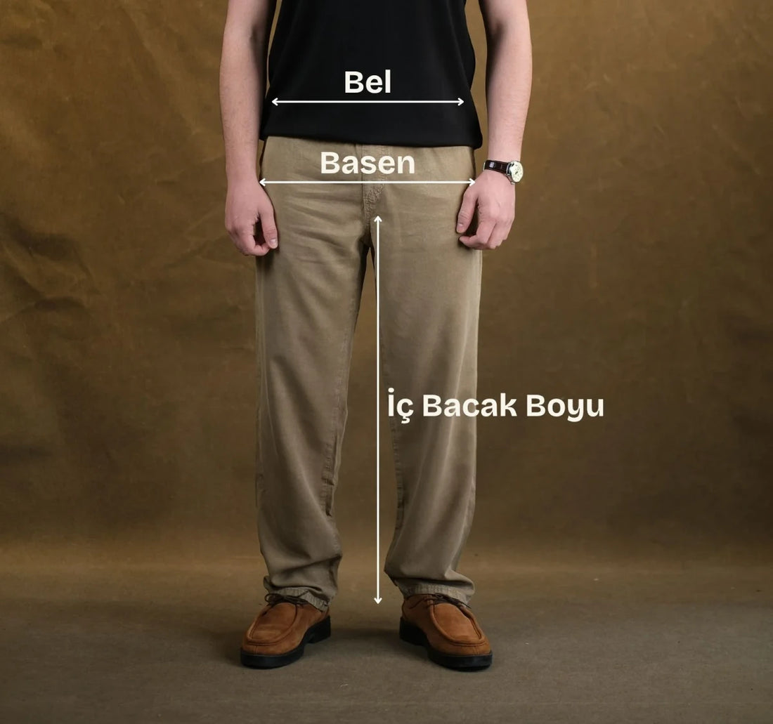 Ölçü noktaları: Bel (cm), Basen (cm), İç Bacak Boyu (cm)
