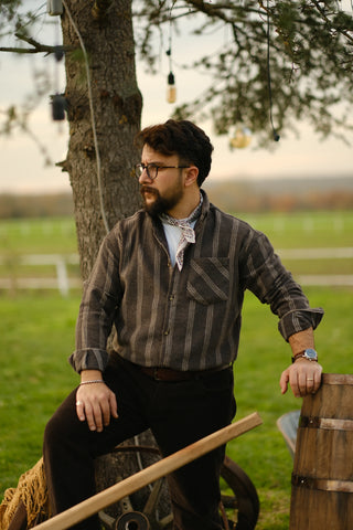 Pamuklu Çizgili Kalın Oduncu Gömleği